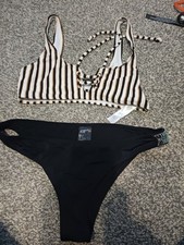 Stripe bikini top diamante - **,