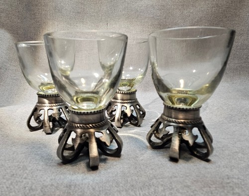 Four vintage pewter - vintage, glass