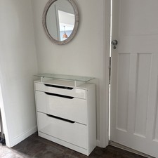 HOMCOM LUXURY Slim Shoe Storage Cabinet with Flip Drawers white & MIRROR 