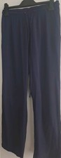 Ladies Navy Crinkle Trousers