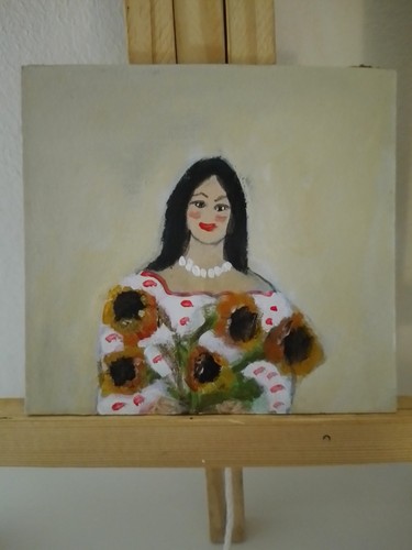 Woman painting vintage style - painting,