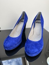 Bertie Electric Blue Leather Suede Court Shoes Size 7 (40)