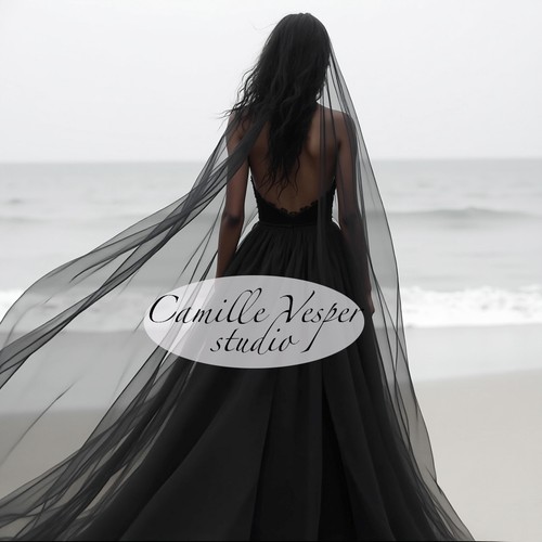 Long black bridal veil - ,