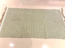 Sea Green & White CHEVRON Handmade Cotton Reversible Washable Zig Zag Kilim Rugs