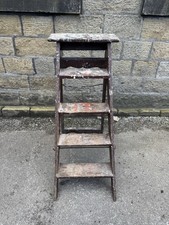 Vintage distressed 4 step wooden folding step ladders, prop, shop display etc.
