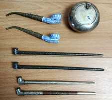 Collection of 6 Smoking Pipes + Ashtray Vintage Moroccan Sebsi Ceramic