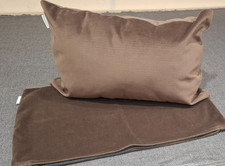 SET OF 2 DFS BOLSTER CUSHION COVERS FRENCH CONNECTION DARK BROWN VELVET 24X16 "