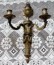 Pair of Antique French Brass Wall Candle Sconces Decorative Candle Holders