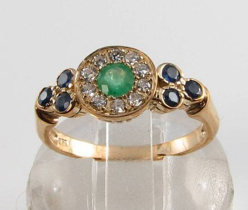 9ct gold emerald - 9k, diamond
