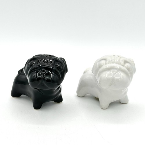 Black and white ceramic pug - black,