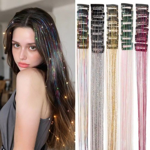Gold hair tinsel pack - pack, 12