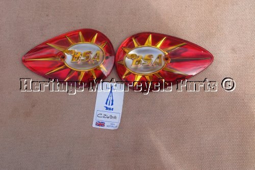 Red bsa tank badges - red,
