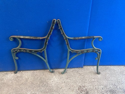 Vintage cast iron bench ends - iron,