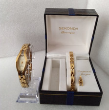 Sekonda Womens Classique Watch 4538G Goldtone Stainless Steel Diamonds Genuine
