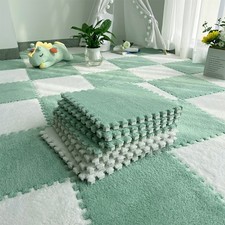 24 Interlocking Foam Floor Carpet Tiles Soft Fluffy Plush Kids Play Mat Yoga Gym