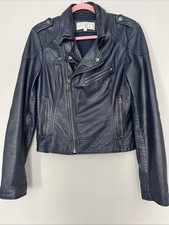Firetrap Women’s Navy Real Leather Jacket, Size 10