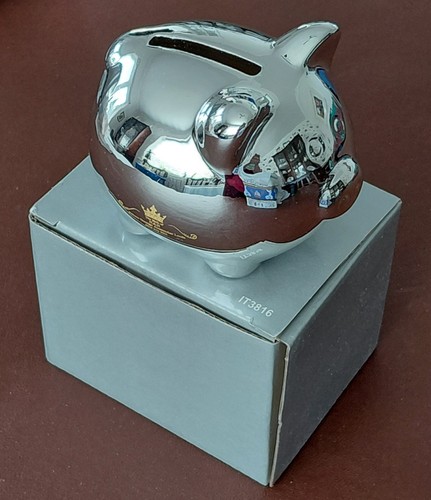Silver plated money box piggy - silver,