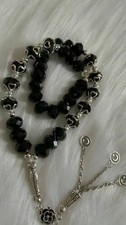 Black & Silver Islamic Prayer Beads, 33 Beads 12mm Tasbih, Misbaha, Tasbeeh