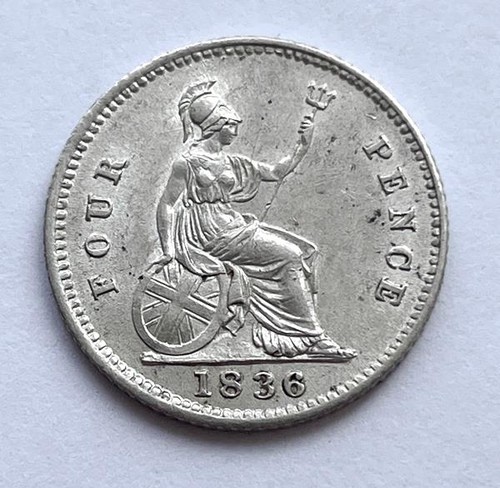 Silver four pence groat coin - silver,