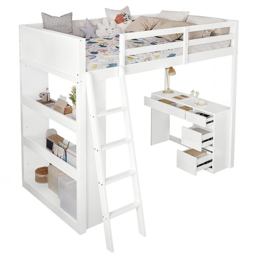 Single pinewood loft cabin bed - single,
