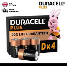 4x Duracell D Size Batteries Plus Power Alkaline LR20, MN1300, MX1300 Batteries