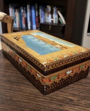 Vintage Casket wooden Box Case Handmade Сarving kyrenia castle