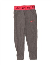 NIKE Girls Dri Fit Tracksuit Trousers Joggers 8-9 Years Small Grey SE17