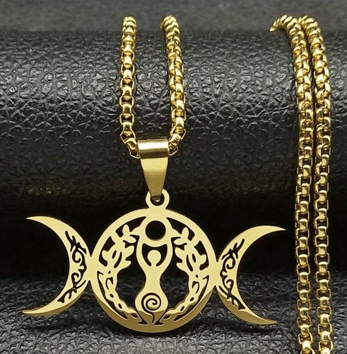 Gold triple moon goddess - triple,
