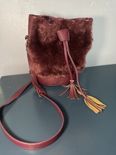 LYDC  burgundy fluffy crossbody bucket bag Y2K  Vintage
