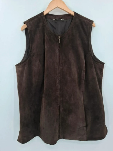 Brown suede zip waistcoat - zip,