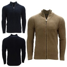 Dressman Mens Full Zip Jumper Long Sleeve Ribbed Cardigan Knitwear S-3XL Sweater