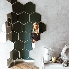 6/12pcs 3D Hexagon Mirror Wall