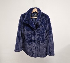 Centigrade Faux Fur Coat Purple Navy Stylish 