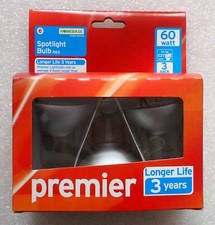 2 x PACKS ( QTY 6 ) E27 ES R63 60 WATT PREMIER LONG LIFE REFLECTOR BULBS