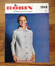 Robin Vintage Knitting Leaflet Chunky Knit Lady's Cardigan 1949  . Free UK P&P