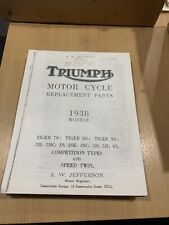Triumph T70 T90 T80 2h 3s 5h 6s Pre Unit 1938 Parts Replacement List 20-10244 