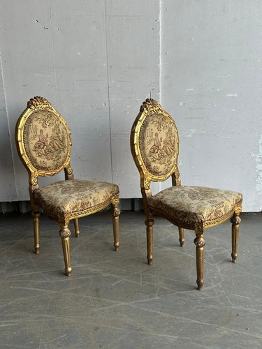 Pair gilded parlour chairs - pair,