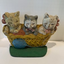 VTG Cast Iron 3 Kittens In A