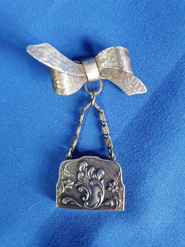 Victorian brooch ribbon purse - victorian,