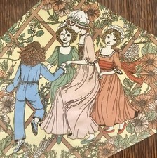 Vintage 1970’s Jonelle Sugar & Spice Cotton Sew On Panel 21x21cm 4 girls floral