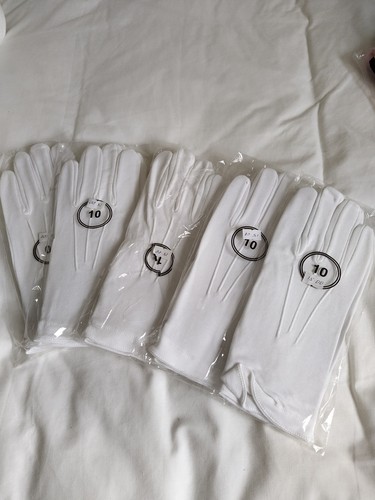 Men white cotton gloves - white,