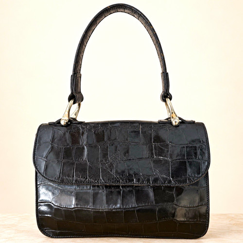 Mulberry black croc embossed - black,