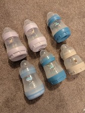 8x Mam 6oz Baby Bottles - Self Sterilising - Anti Colic - Blue