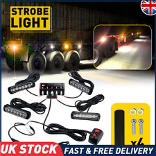 4x 12V Amber Recovery Strobe Marker Light 6 LED Flashing Light Bar Beacon Car UK