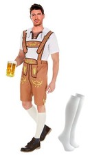 Mens Oktoberfest Costume Adult Bavarian Lederhosen GermanBeer Fancy Dress Outfit