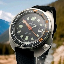 Mens Custom Poseidon Turtle Black Divers Watch NH35 (SEIKO TMI) Auto Movt 200m.