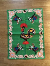 Portuguese Rooster Tea Towel Folk Art Dancers Vintage 1970s Galo de Barcelos
