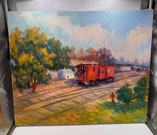 VINTAGE 1970S OIL PAINTING RED