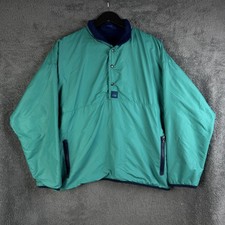 Vintage Douglas Gill Snap T Fleece Sweatshirt Mens M Green Blue Reversible 90s