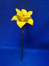 Murano Style Long Stem Hand Blown Art Glass Daffodil 14" Long